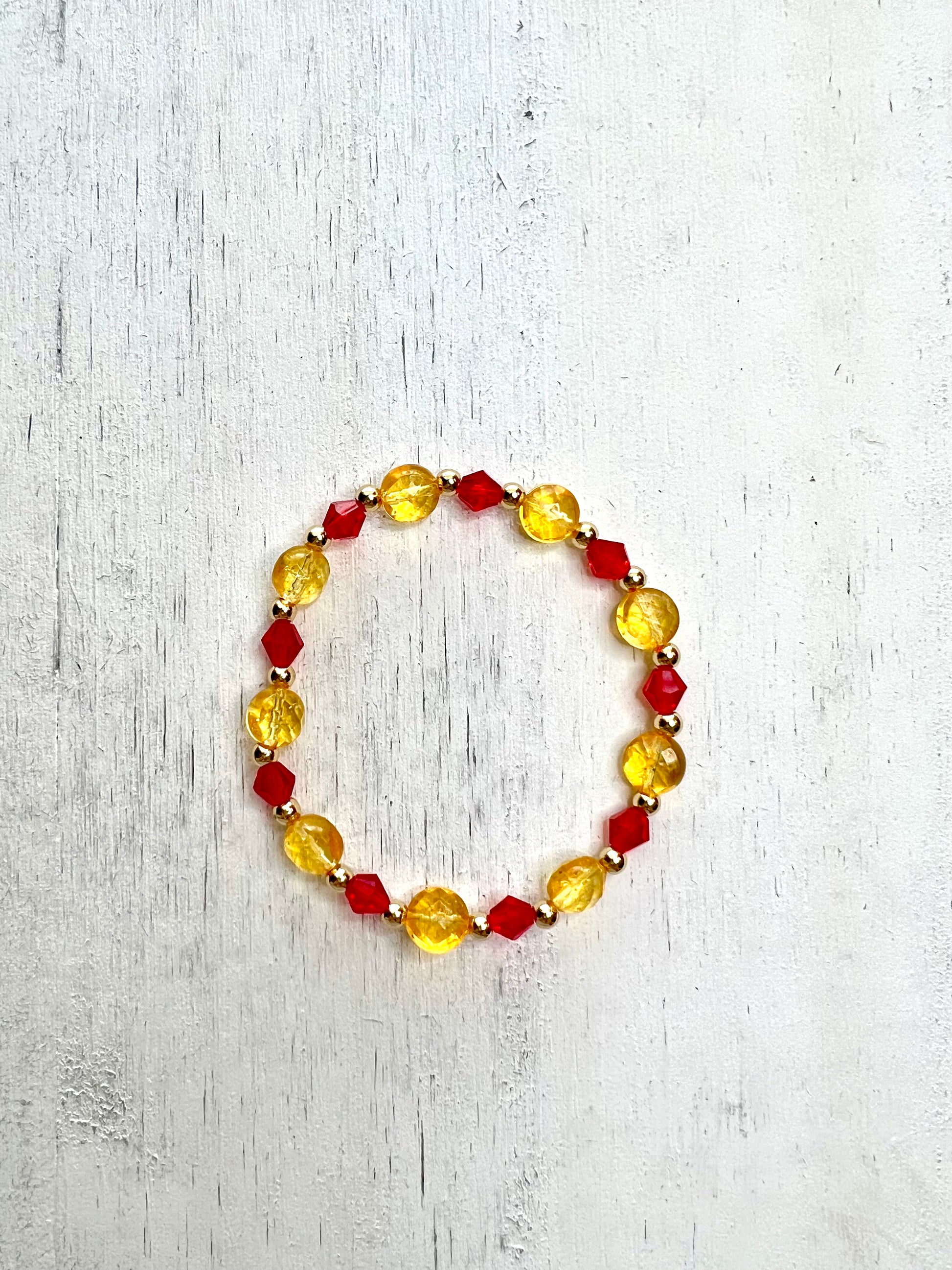 Bracelet - Glass Pearl - Red/Yellow/Orange/White – A STORE NAMED STUFF